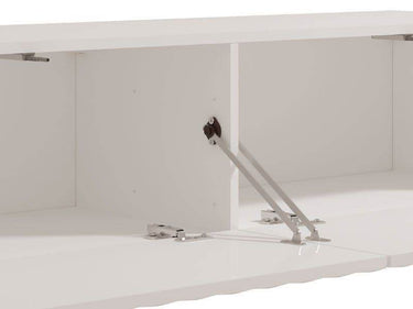 Como White Slat Effect Wall Mounted Floating TV Entertainment Unit - Space Saving Design - UK Luxury Furniture